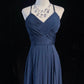 Robe de soirée longue en tulle bleu foncé, brillante, élégante, dos nu, longueur au sol, robe de bal, robe de demoiselle d'honneur, robe de remise de diplôme, gh3864