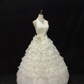 Off-white Halter Romantic Gown, Cinched Waist, Voluminous Tiered Cake Skirt, Wedding Dress & Bridal Gown gh8176