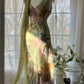 Grün Romantisch Farbverlauf Mode Elegant Exquisite Perlenbesatz Langes Chiffon Ballkleid Abendkleid Geburtstags-/Hochzeitsgast-/Feiertagspartykleid Ballkleid Valentinstags-Date-Kleid gh4030