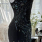 Black Shiny Luxury Gorgeous Exquisite Beaded Long Mermaid Mermaid Dress Chiffon Fairy Ball Dress Evening Dress Wedding Guest Party Dress Prom Dress Date Dress Graduation Dress gh3992