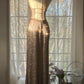 Champagner Wunderschönes, glänzendes, exquisites, perlenbesetztes Spaghettiträger-V-Ausschnitt-langes Chiffon-Ballkleid mit Pailletten, Abendkleid, Partykleid gh4095