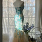 Blue Gorgeous Shiny Exquisite Beaded Long Chiffon Tulle Sequin Ball Gown Evening Gown Party Gown Birthday Gown Date Gown gh4162