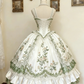 Robe de palais rococo rose verte et blanche gh6781