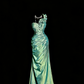 Mintgrünes One-Shoulder-Kleid aus Satin mit Rüschen gh7096
