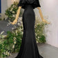 Schulterfreies, halterloses Meerjungfrauenkleid aus rosa Satin | Luxuriöses, elegantes Maxikleid mit Rüschenschleppe für den Galaball gh6482
