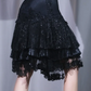 ✨Girlhomeshops-Black Beaded Lace Spaghetti Strap Evening Dress Tiered Ruffle Sequin Party Gown gh10045