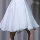 ✨Girlhomeshops-White Off Shoulder Mini Prom Dress Lace Half Sleeve Chiffon Flowy Evening Gown gh9963