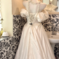 White Off-Shoulder Soft Waist-Cinched Fitted Satin Long Romantic Dress, Wedding Gown gh7513