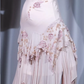✨Girlhomeshops-Nude Pink Cowl Neck Backless Floral Beaded Fringe Midi Party Dress gh10031