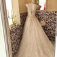 Ivory V-Neck Sexy Silver Beaded Waist-Cinched Luxury Voluminous Skirt Romantic Dress, Wedding Gown gh7618