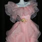 ✨Girlhomeshops-Pink Tiered Ruffle Organza Ball Gown Off Shoulder Prom Dress gh10191