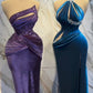 Girlhomeshops-Blue beaded long satin mermaid fitted prom dress evening gown party dress gh4998
