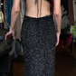 Black Gradient Sequin Long Formal Gown Spaghetti Straps Slim Mermaid Evening Dress gh9641