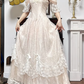 Light Apricot Vintage Off‑Shoulder Lace Ball Gown, Evening Prom Dress With Bows gh8741