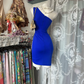 Sexy Short Royal Blue Vintage One Shoulder Fitted Waist Slim Bodycon Prom & Evening Party Dress gh8482
