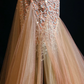 ✨Girlhomeshops-Strapless Dusty Orange 3D Flower Beaded Tulle Mermaid Evening Gown gh10280