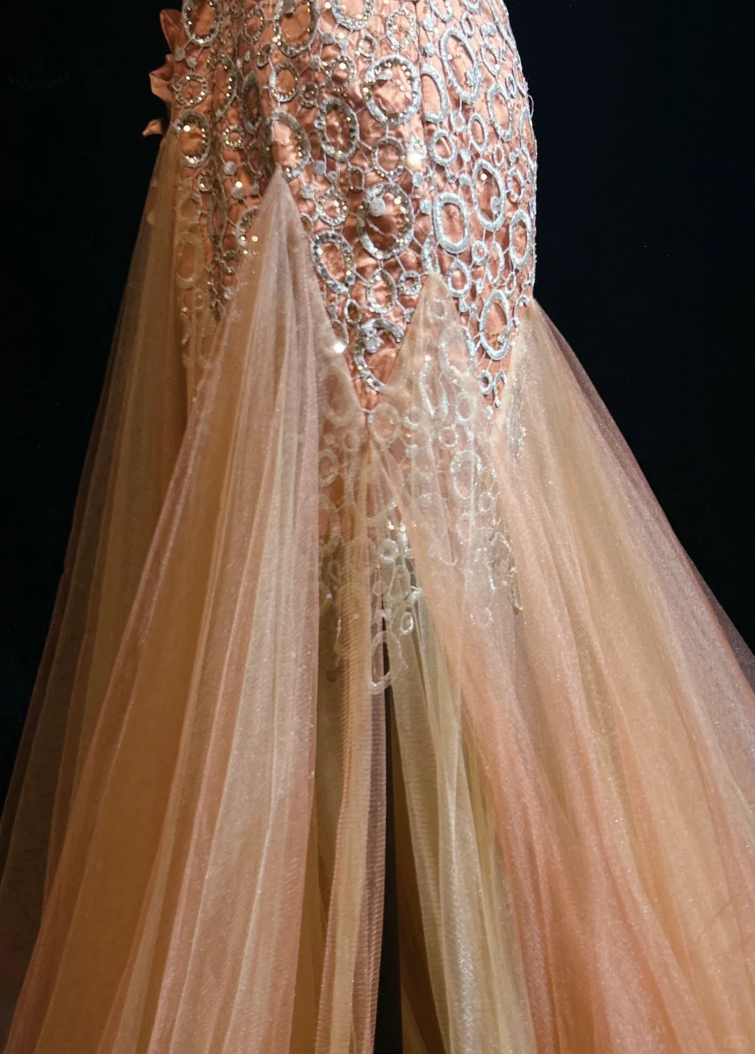 ✨Girlhomeshops-Strapless Dusty Orange 3D Flower Beaded Tulle Mermaid Evening Gown gh10280