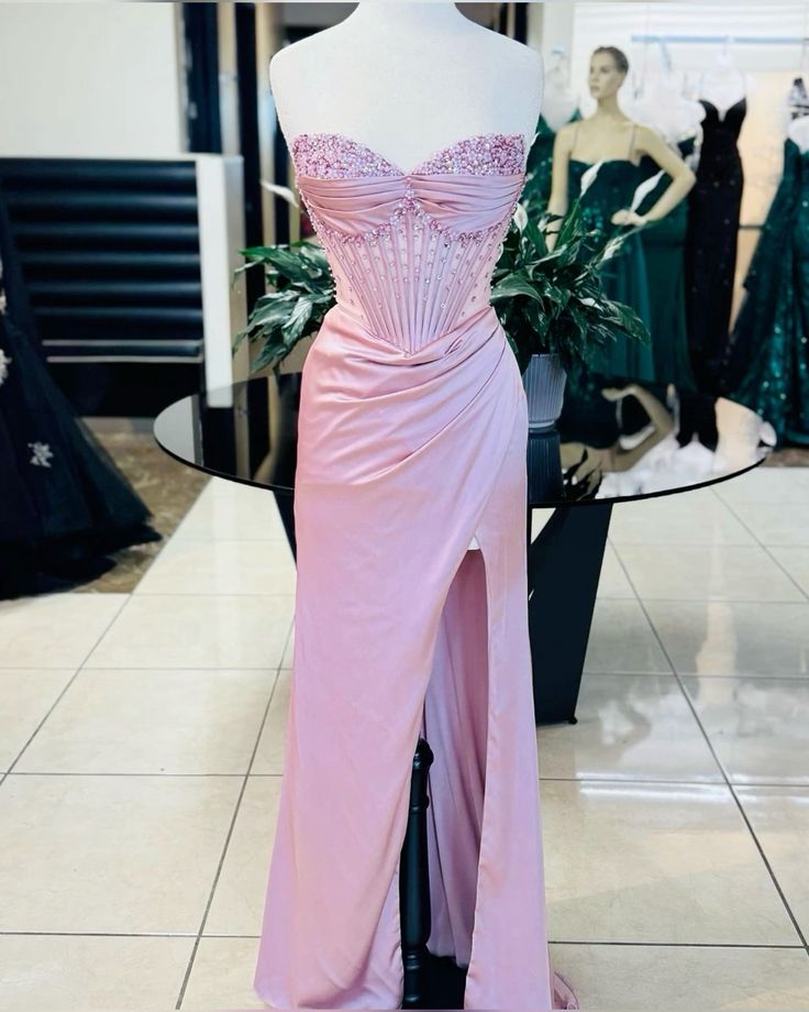 Pink/green/blue Gorgeous Shiny Exquisite Beaded Long Slit Elegant Sexy Prom Dress Evening Dress Party Dress gh3231