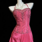 ✨Girlhomeshops-Hot Pink Sweetheart Beaded Corset Taffeta Tiered Prom Gown gh10283