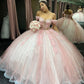 Rosa Glitzer Off-Shoulder Kristall Applique Spitze Tüll Süße Lange Ballkleid Abendkleid Erwachsene Zeremonie Kleid Graduierung Kleid gh3133