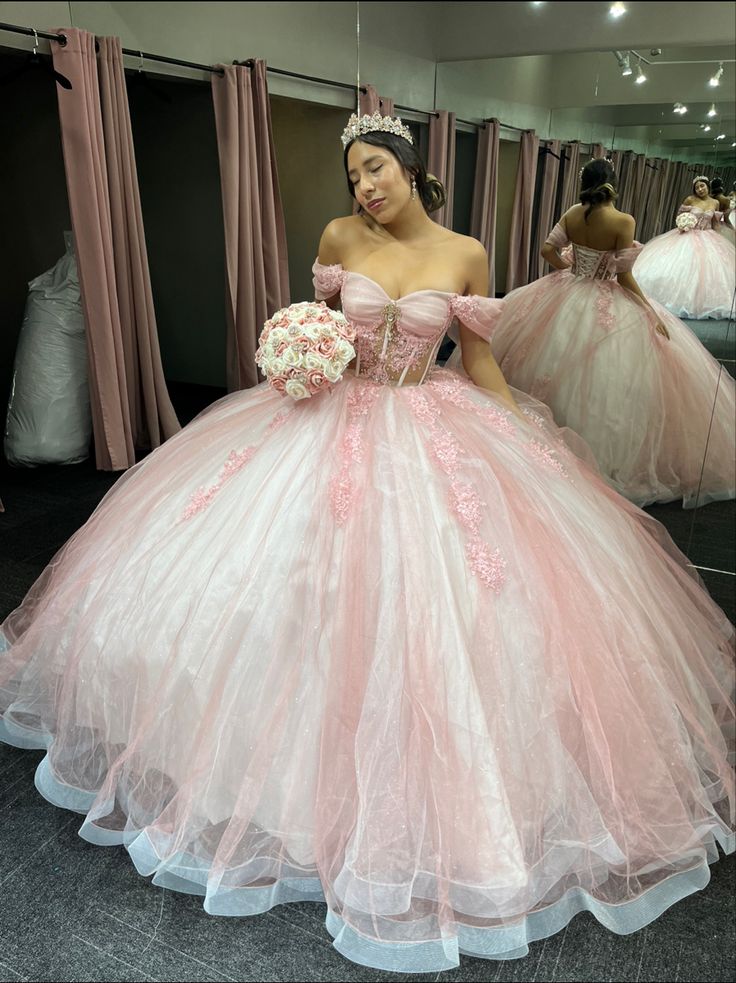 Rosa Glitzer Off-Shoulder Kristall Applique Spitze Tüll Süße Lange Ballkleid Abendkleid Erwachsene Zeremonie Kleid Graduierung Kleid gh3133