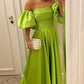 Green fashion tube top sexy off-shoulder puff sleeve floor length maxi dress long ball gown evening dress party dress gh3074