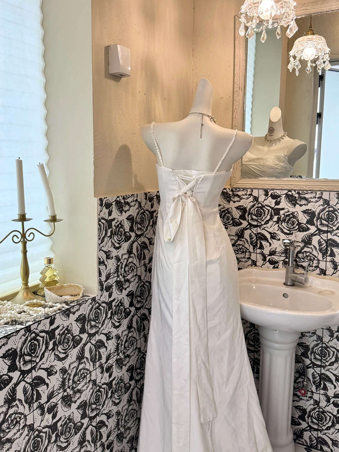 White Satin Spaghetti Strap Waist-Cinched Fitted Ruched Sexy Elegant Romantic Dress, Wedding Gown gh7587
