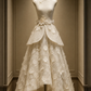 ✨Girlhomeshops-Ivory 3D Floral High Low Lace Sleeveless Qipao Cheongsam gh10404
