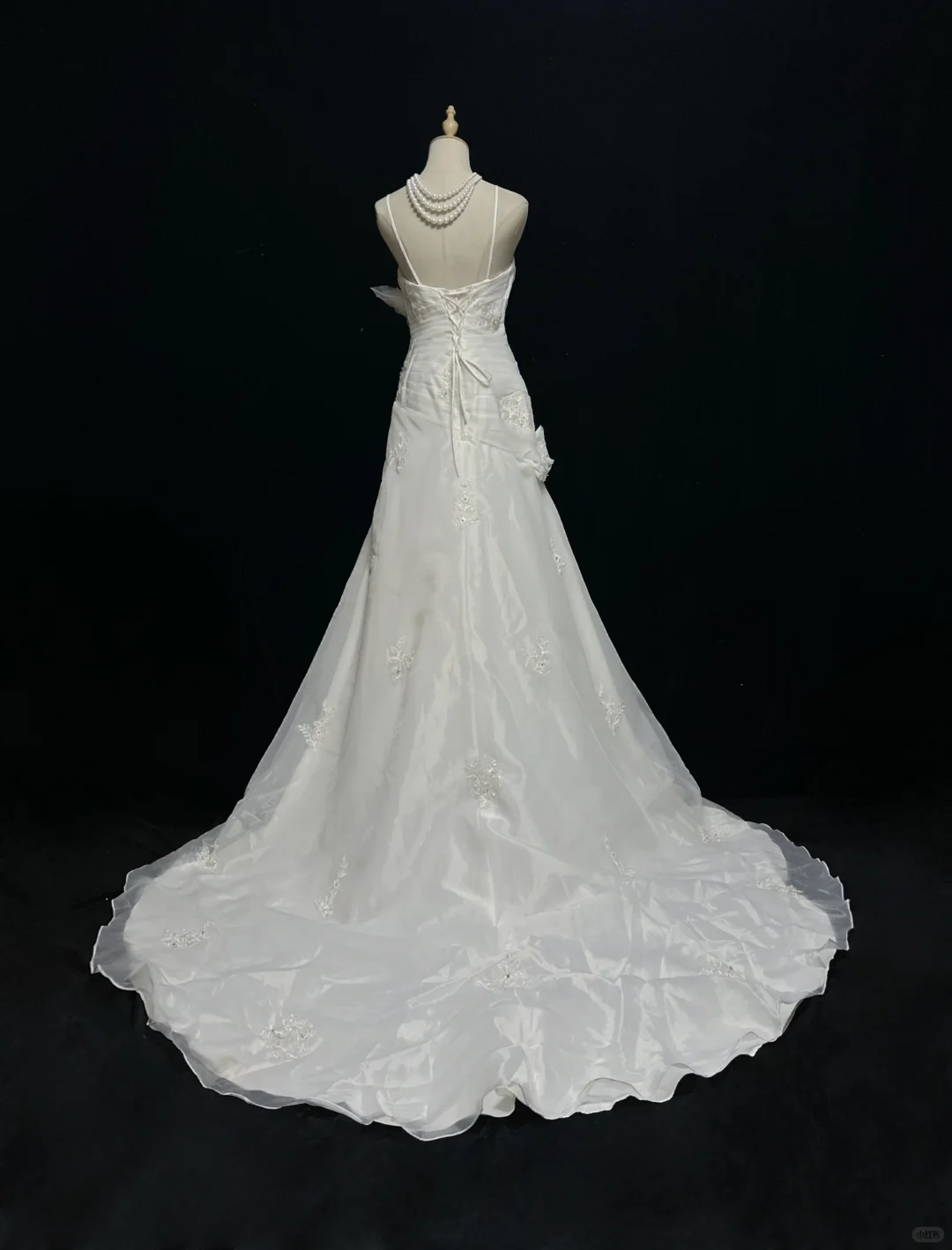 ✨Girlhomeshops-White Spaghetti Strap Sweetheart Mermaid Wedding Gown 3D Floral Organza gh10149