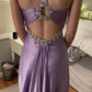 Vintage lila Mode exquisite Perlen elegante lange Satin Ballkleid, Abendkleid, formelle Party-Event-Kleid gh3527