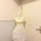 Off‑White Vintage Short Cocktail Dress, Sleeveless Mesh Embroidered Neck Lace Bodice Tiered Skirt Homecoming Party Gown gh9178