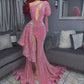 Rosa/rot Herrlich Glänzend Elegant Lang Schlitz Sexy Bodenlang Schleppe Ballkleid Abendkleid Partykleid gh3249
