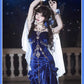 Blue/Burgundy Gorgeous Elegant Delicate Beaded Spaghetti Strap Long Ruffled Velvet Ball Gown Evening Gown Party Dress gh4169