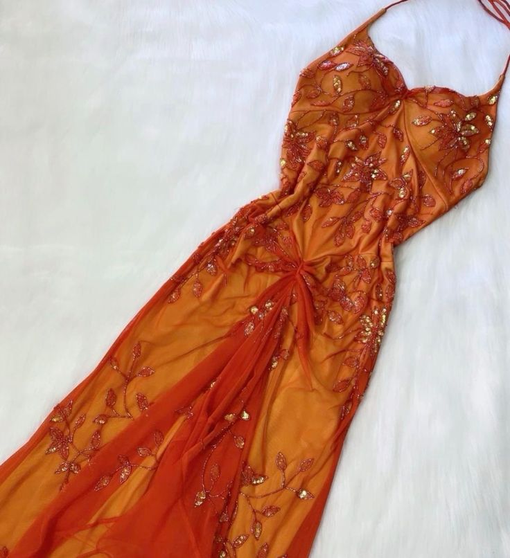Robe de soirée longue élégante en tulle à bretelles spaghetti et col licou, orange, magnifique et exquise, robe de soirée sirène, coupe ajustée, gh3172