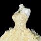 girlhomeshops-Yellow tulle princess-style long formal ball gown, birthday dress, graduation dress gh6137