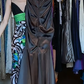 Black Halter Satin A Line Long Evening Prom Dress with Leopard Print Contrast Top and Side Ruched gh9765