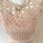 Dusty Pink Lace Short Cocktail Dress, Ruffle Cap Sleeve High‑Waist A‑Line Homecoming Dress gh9145