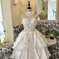 White Strapless Waist-Cinched Voluminous Tiered Skirt Classic Romantic Dress, Wedding Gown gh7660