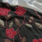 Robe de soirée longue en tulle à fleurs et perles, noire, magnifique, moulante, sans bretelles, exquise, rose rouge, gh3157