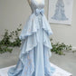 Blue sweet aesthetic Rococo style long tulle ruffled ball gown evening dress gh4729
