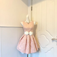 Light Pink Floral Jacquard Homecoming Dress Sleeveless Round Neck A-Line Cocktail Party Gown gh9375