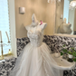 Ivory Strapless Waist-Cinched Full Flared Skirt Elegant Romantic Dress, Wedding Gown gh7650