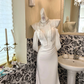 White Satin Spaghetti Strap Waist-Cinched Fitted Mermaid Sexy Vintage Romantic Dress, Wedding Gown gh7576