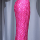 ✨Girlhomeshops-Fuchsia Halter Cowl Neck Cutout Beaded Sequin Mermaid Evening Dress gh10020