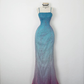 ✨Girlhomeshops-Ombre Blue Purple Fully Beaded Mermaid Formal Prom Gown gh10244