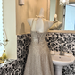Light Champagne Sequin Halter Waist-Cinched Slimming Elegant Romantic Dress, Wedding Gown gh7623