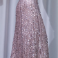 ✨Girlhomeshops-Spaghetti Strap Dusty Lavender Long Sequin Formal Party Dress gh9998