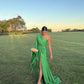 Green simple fashion one shoulder long satin ball gown evening dress party dress gh3355