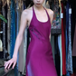 Plum Purple Halter U-Neck Long Formal Gown High Slit Satin Mermaid Evening Dress gh9666