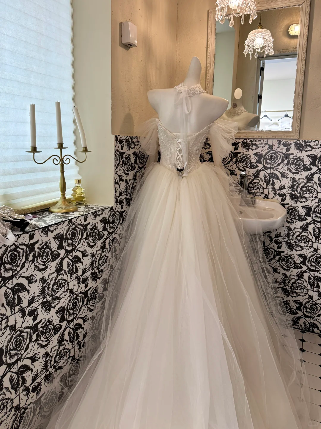 Ivory Off-the-Shoulder Waist-Cinched Full Flared Skirt Soft Elegant Romantic Dress, Wedding Gown gh7621